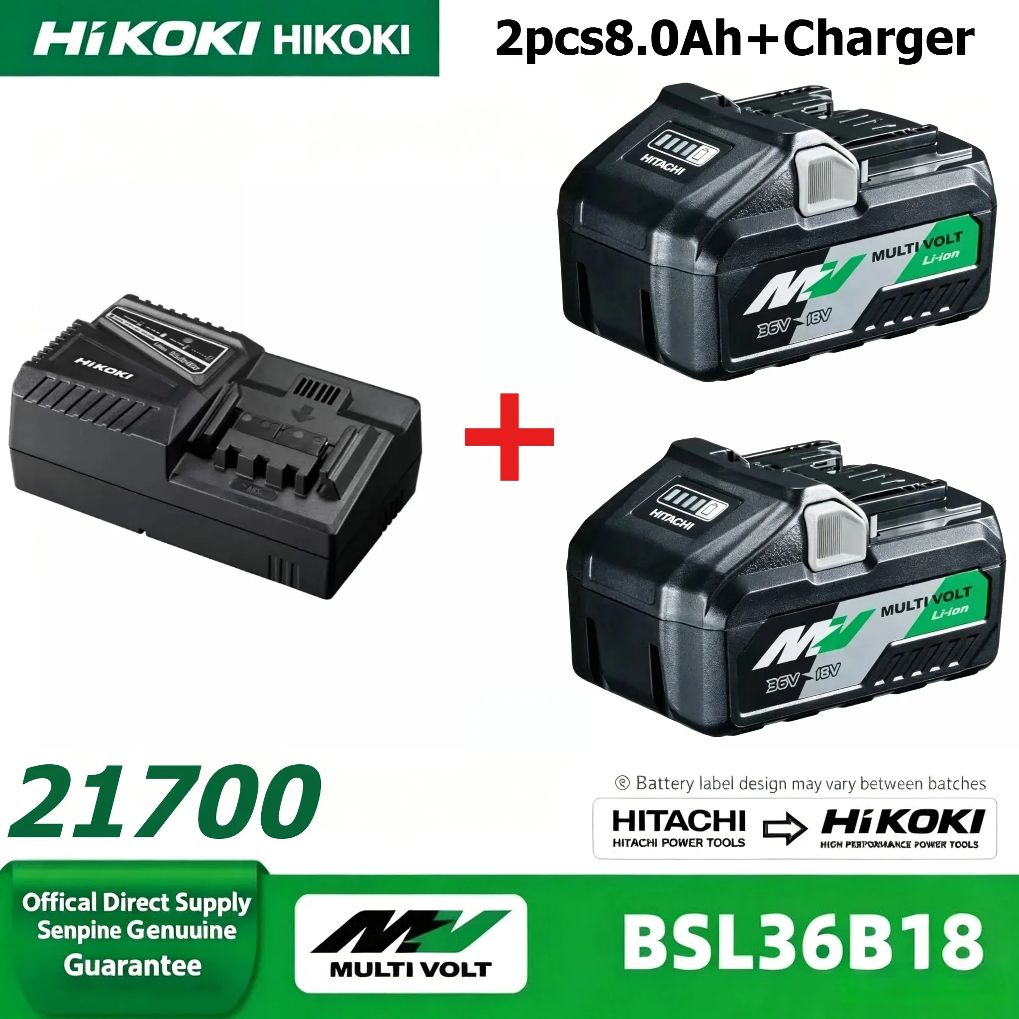For Hitachi HiKOKI BSL36B18 18V/36V 8.0Ah Battery, Fits DS18DSL C18DSL, Long Working Time for Household & Workshop Tools