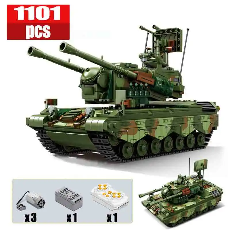 

MOC Modern Military Building Blocks German Cheetah type Air Defense Remote Control Tank Puzzle DIY Assembling Model Boy Gift