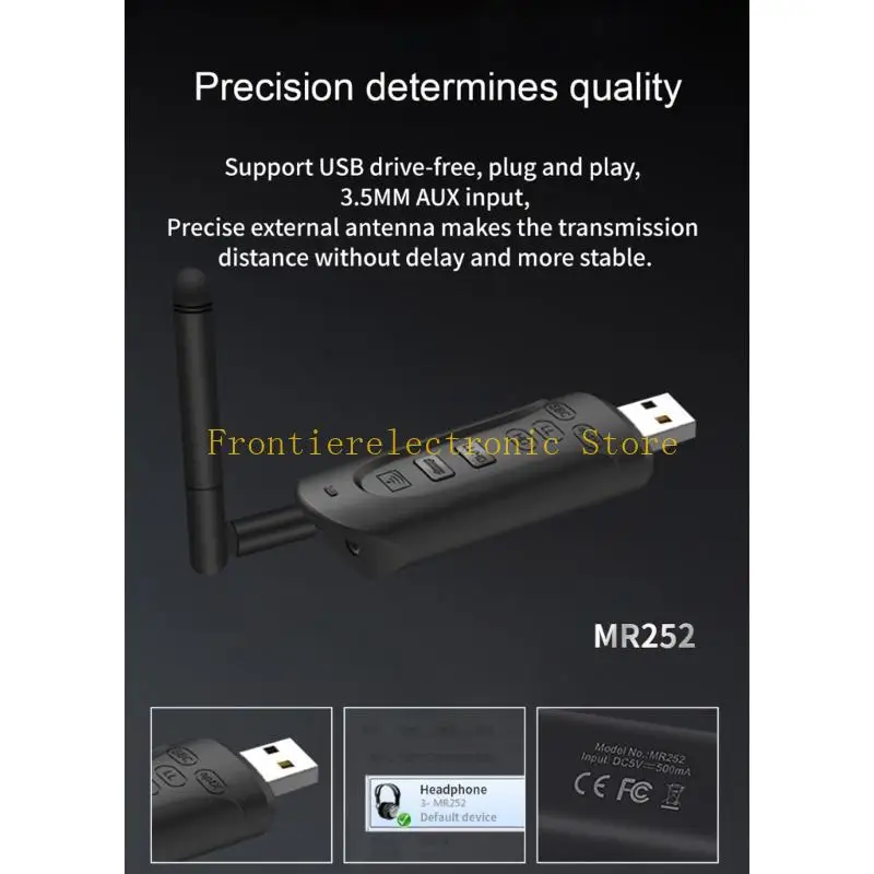 G8DB Music Transmitter Wireless Transmitter Bluetooth-compatible5.3 USB Dongle BT5.3 Wireless Computer Adapter