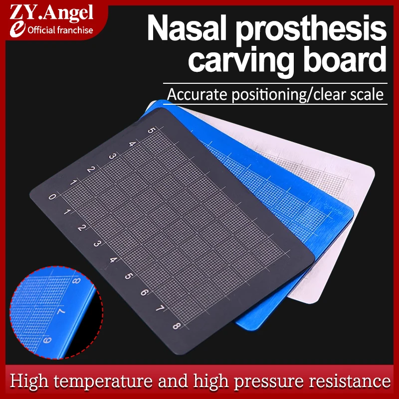 เครื่องมือผ่าตัดพลาสติกจมูกพร้อมสเกลแกะสลักสําหรับจมูกเทียมสแตนเลส/แผ่นตวงซิลิโคน