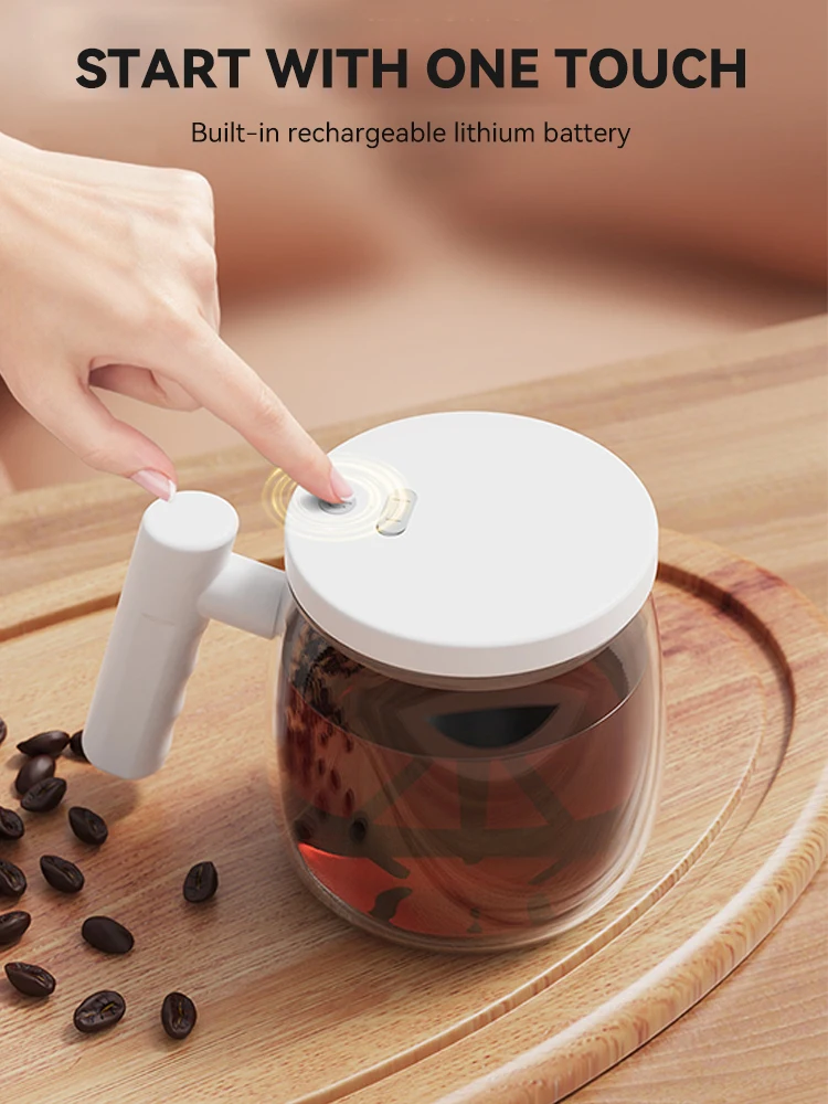 Electric Glass Mixing Cup Portable Electric Self Stirring Coffee Mug 400ML Glass High-Speed Juice Milk Protein Powder Mixing Cup