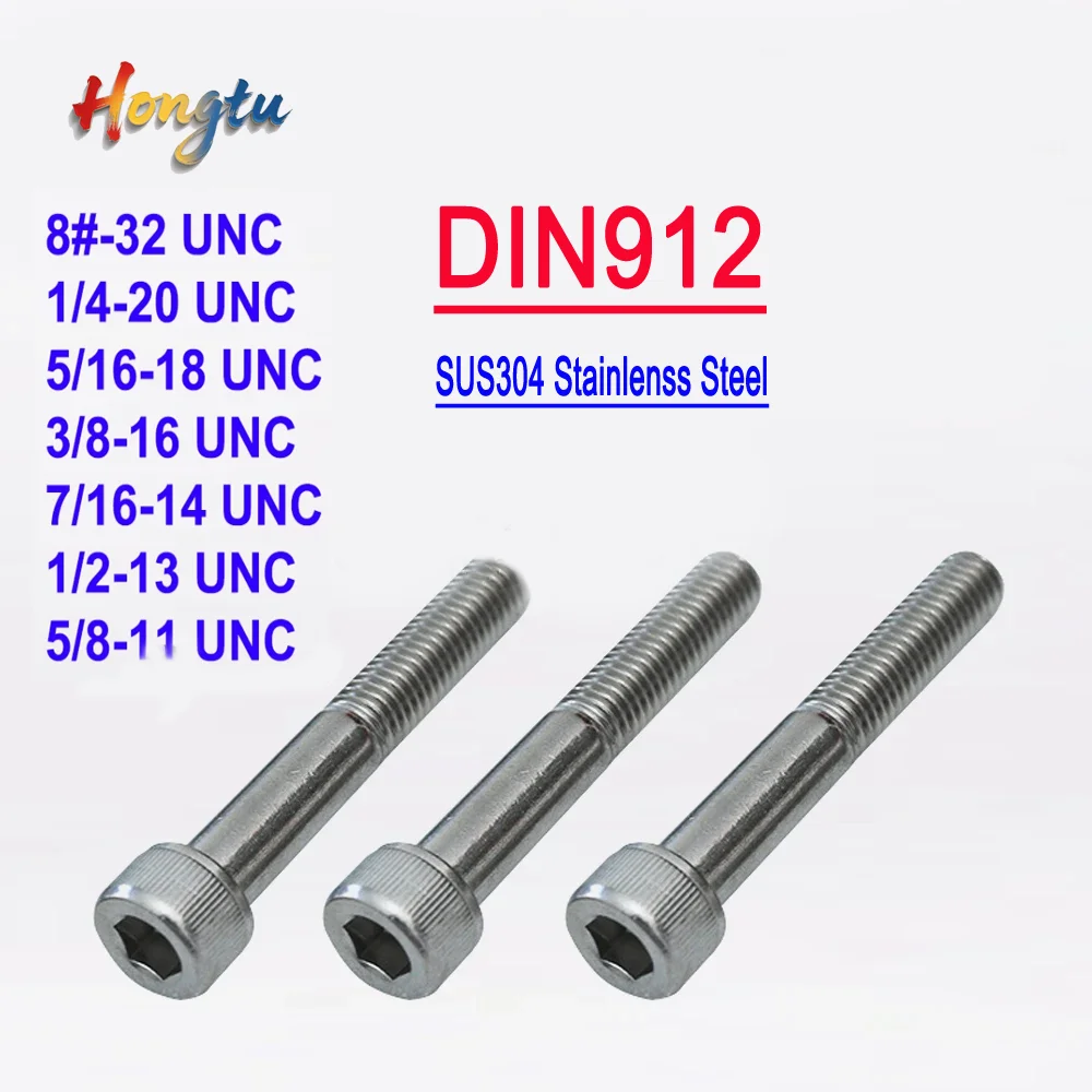 

DIN912 Partial Thread Hex Socket Screws - SUS304 A2 Stainless Steel, Knurled Cap Head, UNC (8#-32 ~ 5/8-11) Allen Key Bolts