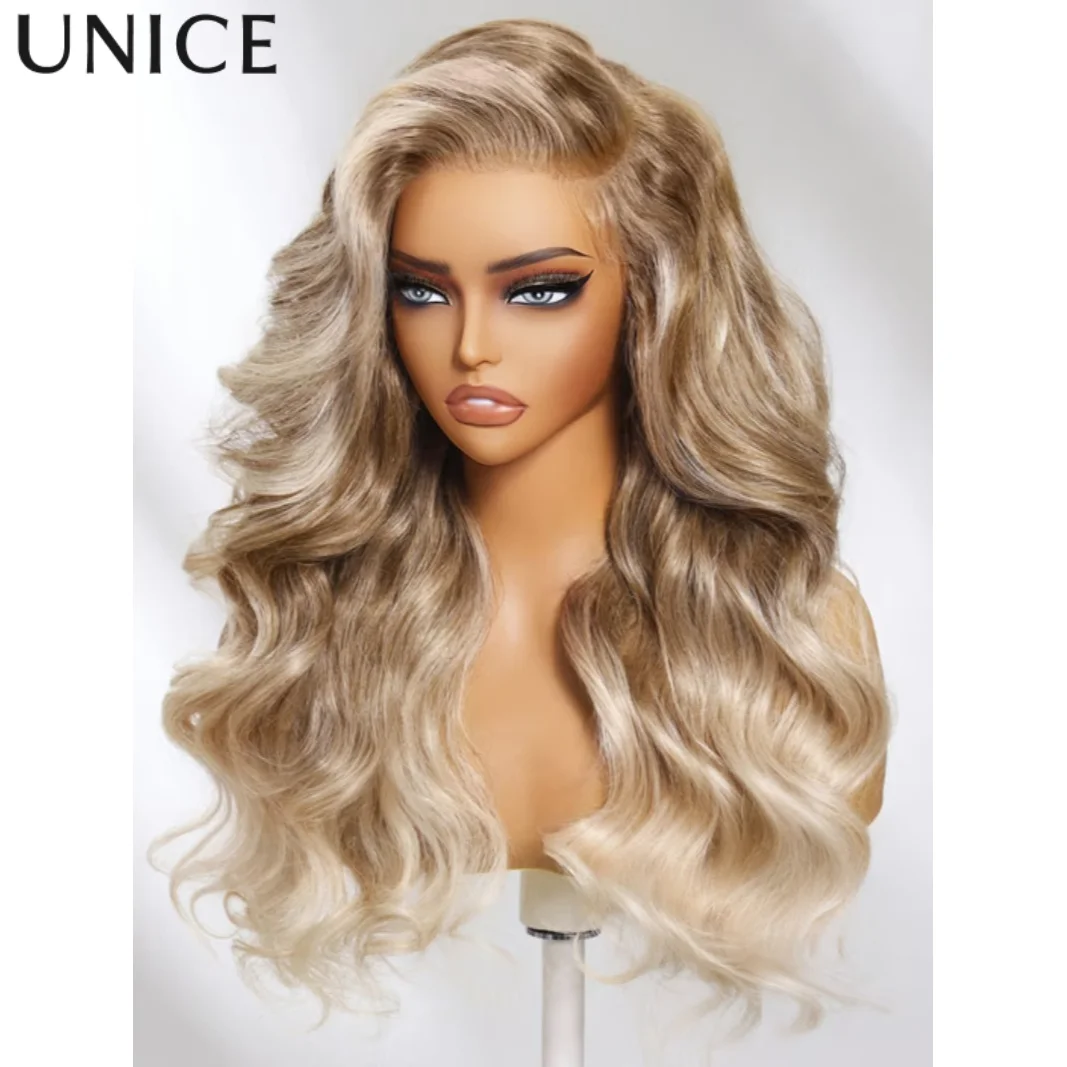 UNice 13x4 レース フロント サンディ ブロンド オンブル ルーズ ウェーブ プレエブリシング ウィッグ