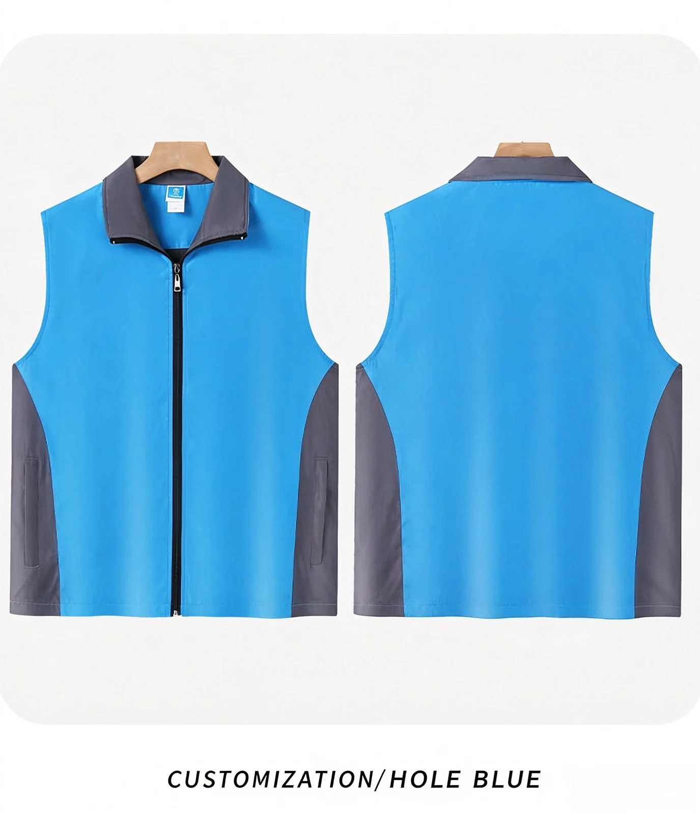 Color matching zipper pocket compound waistcoat printed logo work clothes volunteer activities vest public welfare vest
