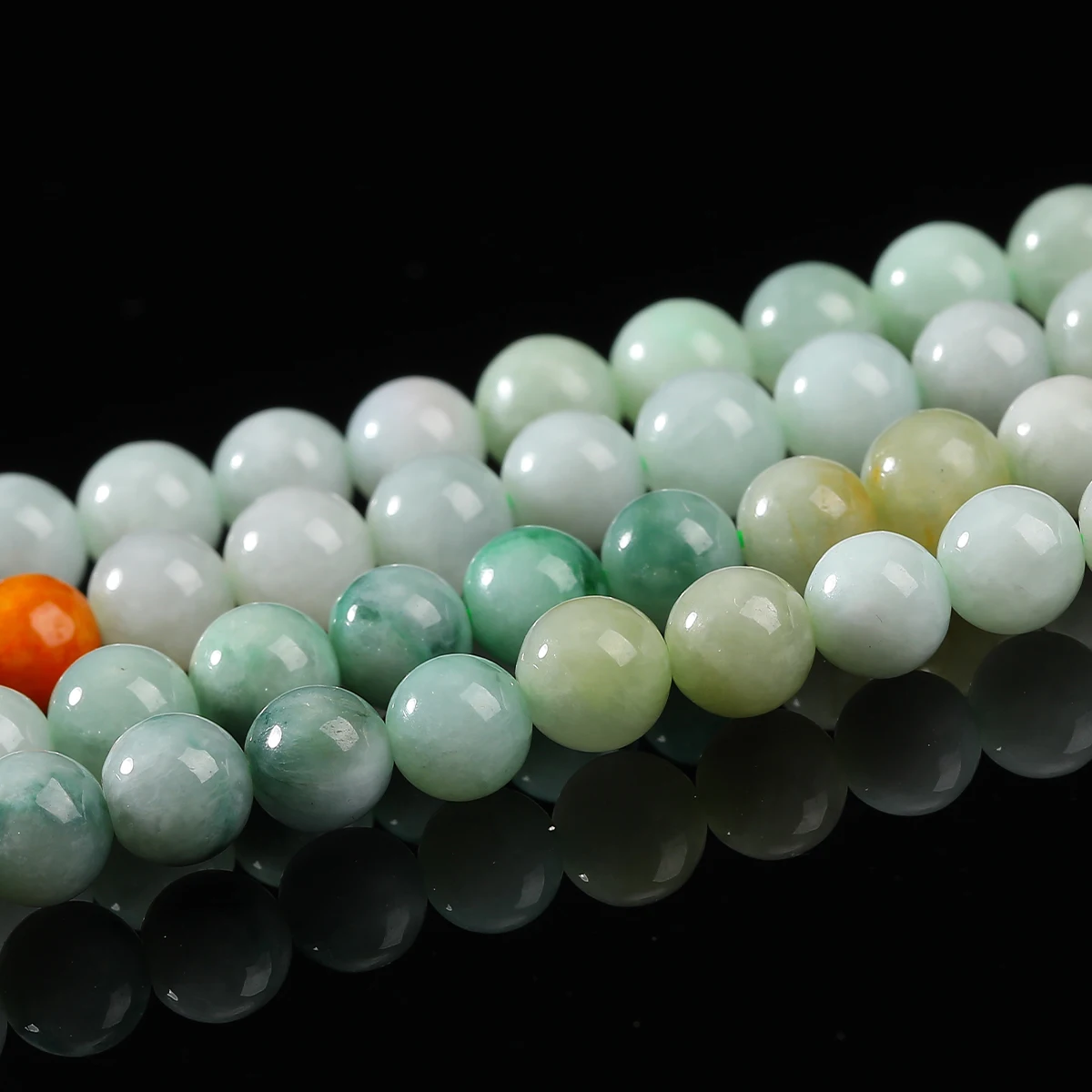 الحجر الطبيعي ثلاثي الألوان الزمرد الجاديت حبة مستديرة فاصل فضفاض الأحجار الكريمة حبة لصنع المجوهرات سوار ذاتي الصنع إكسسوارات عقد #3