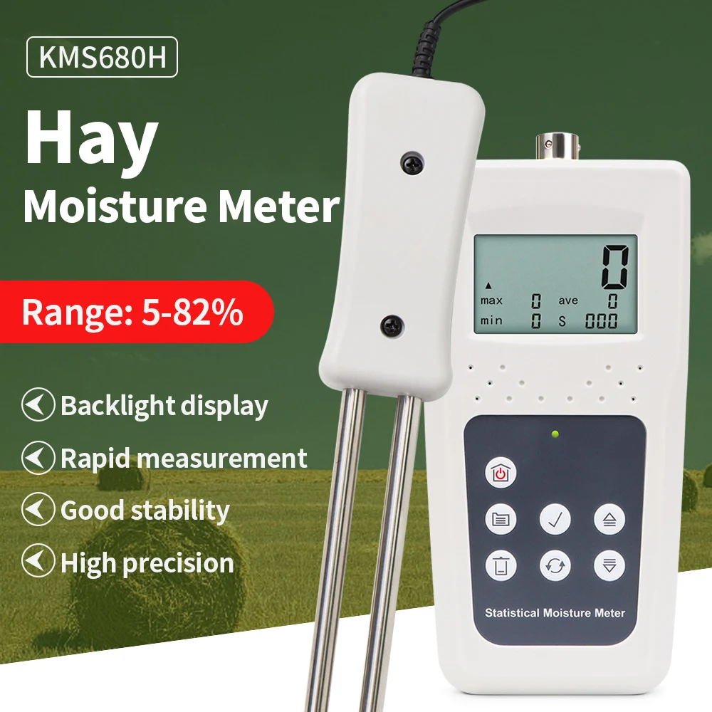 Hay Moisture Meter LCD Display Compressed Hay Straw Measuring Tool for Cereal Straw Bran Forage Grass Bamboo Grass Testing Fibre