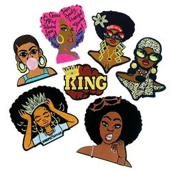 Fashion Girl Figure Appliques ricamate Black Queen Head Portrait Patch per abbigliamento accessori per cucire fai da te Iron on King Patch