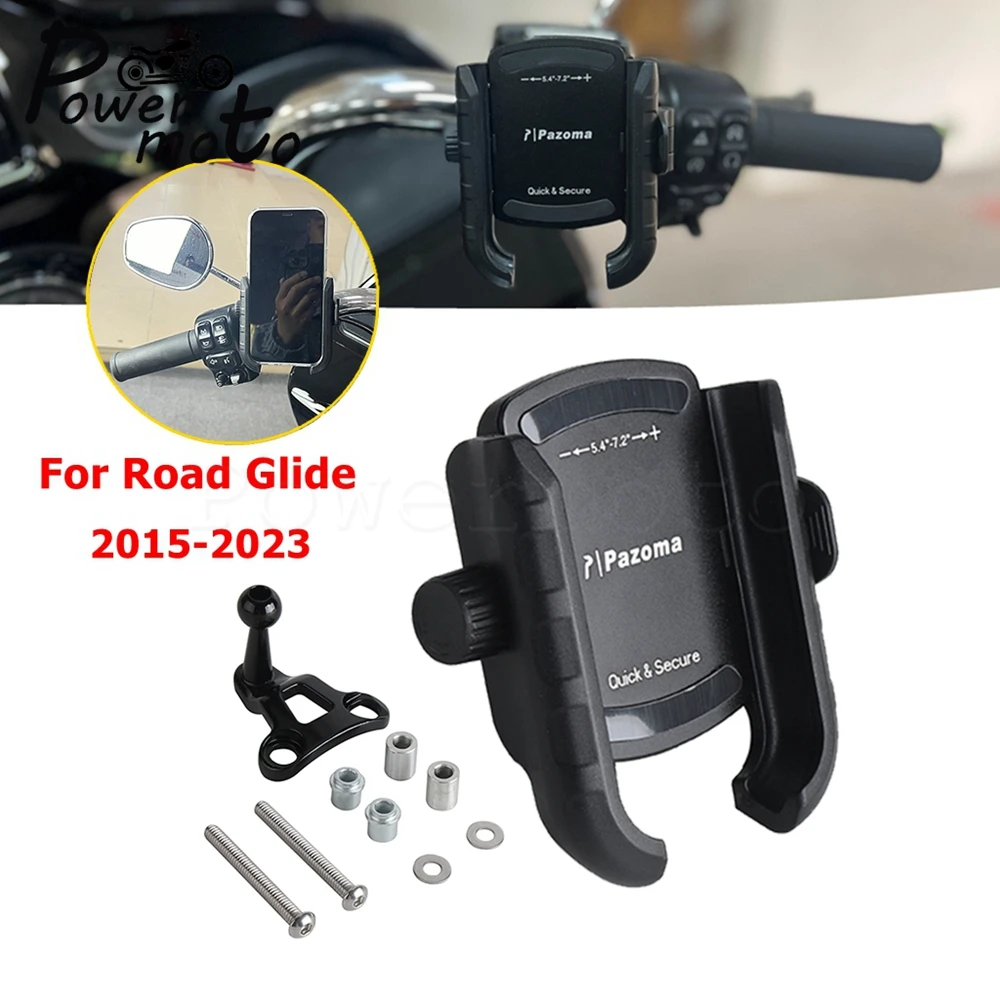 Motorcycle Phone Holder Stand 360° Handlebar Mobile Phone Support For Halrey Road Glide FLTRK FLTRKSE FLTRX FLTRXS FLTRXST 15-23