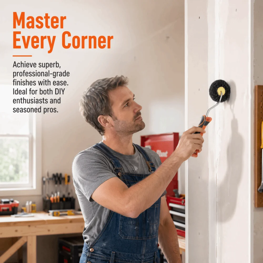 Shed-Resistant Corner Drywall Mud Roller Multi-functional Wall Covering Corner Paint Roller Durable Roller Paint Brush