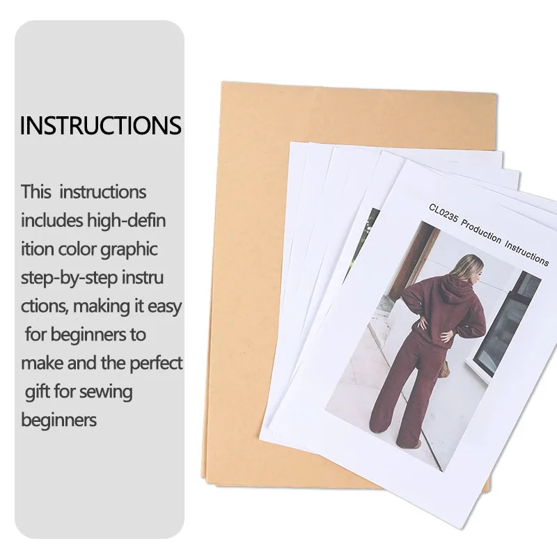 Sewing patterns for women's Oversized Hoodie and Joggers in 7 sizes（XS-XXL）, beginner sewing kit for women's clothing