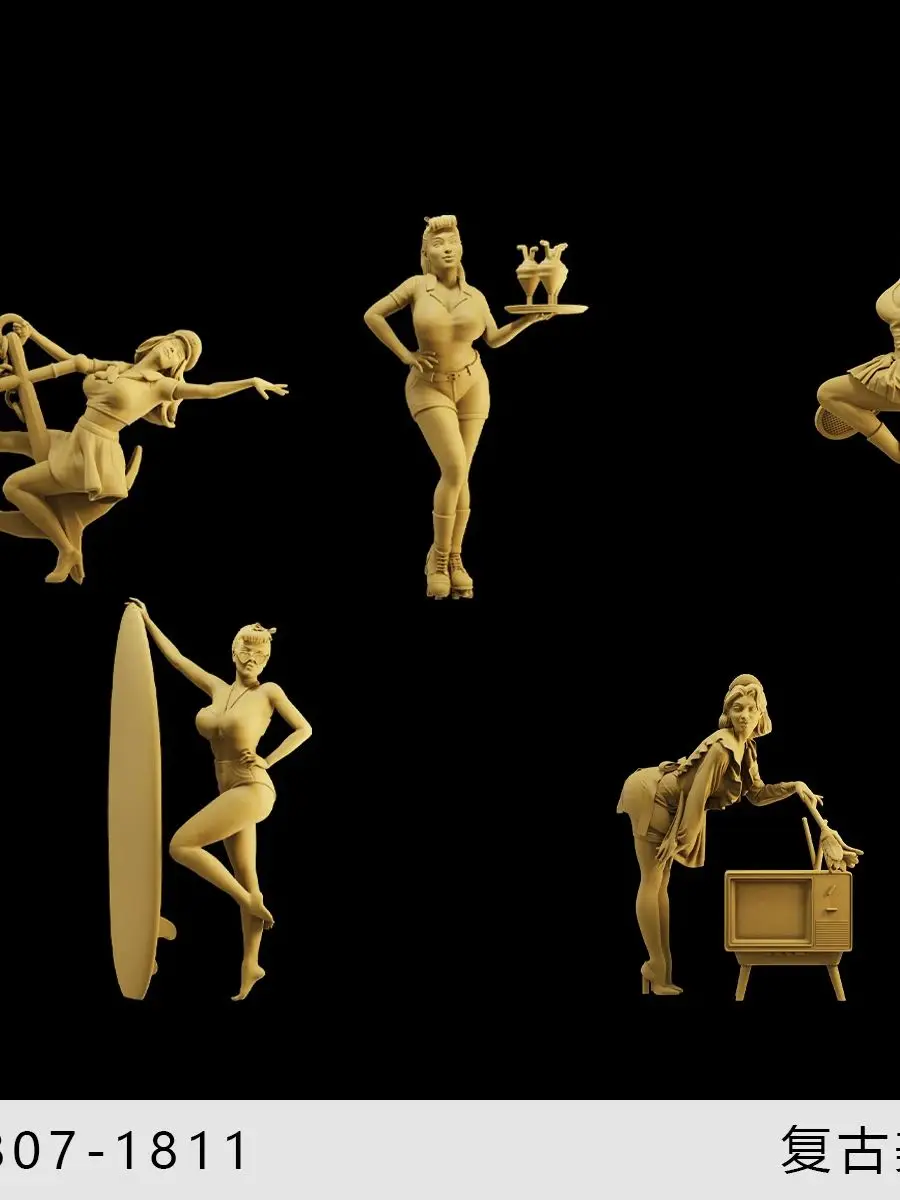 Impression 3D Miniature 1/64 1/43 1/35 rétro femme de chambre serveur entraîneur Figure modèle scène Mini poupées Figurine accessoire artisanat décor affichage