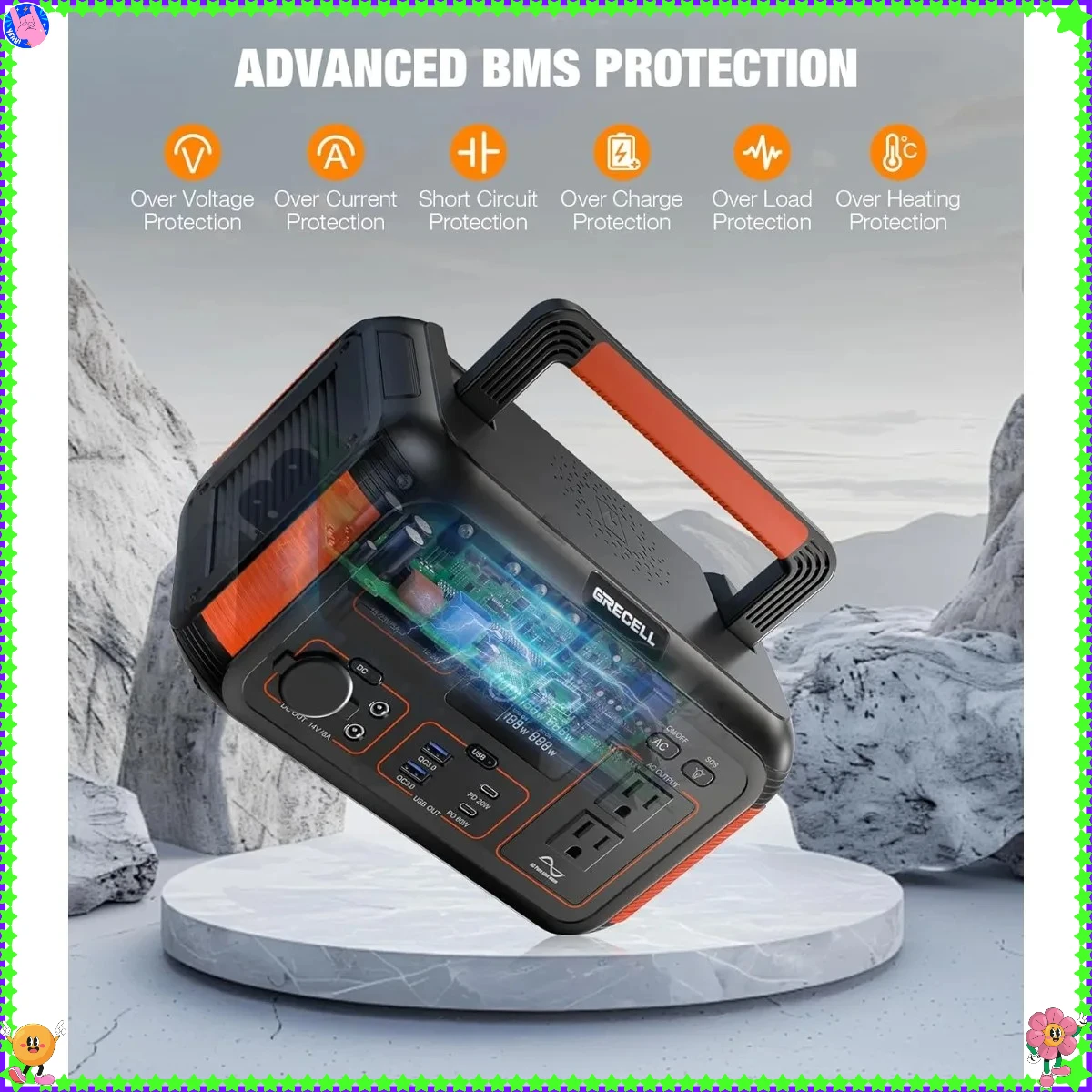 بنك طاقة محمول بقدرة 444 وات في الساعة، مولد يعمل بالطاقة الشمسية بقدرة 500 وات للنسخ الاحتياطي المنزلي في حالات الطوارئ والتخييم والحياة RV Van Life