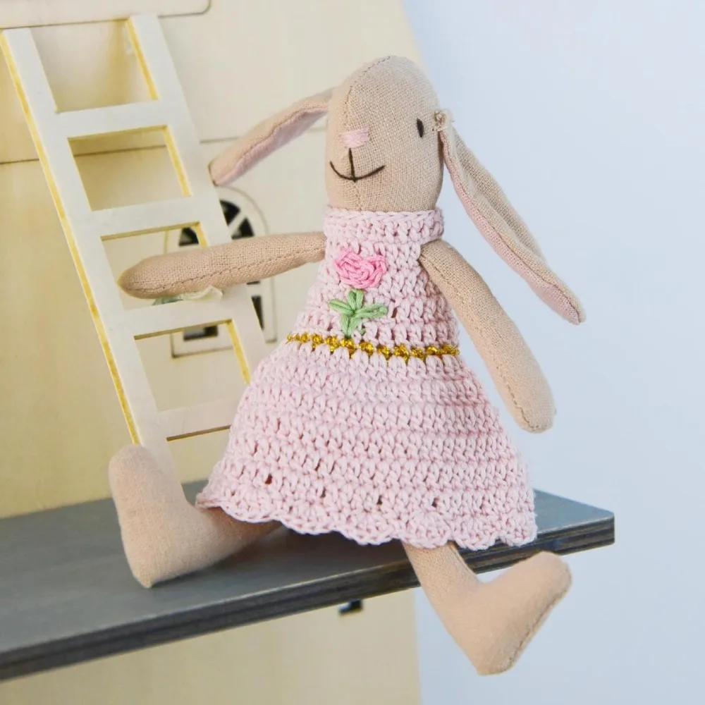 Beruhigende Puppe Kaninchen Waldorf Puppe Native Stricken Kleid Cartoon Plüsch Puppe Kawaii Gefüllte Handgemachte Puppe Spielzeug Kindergarten