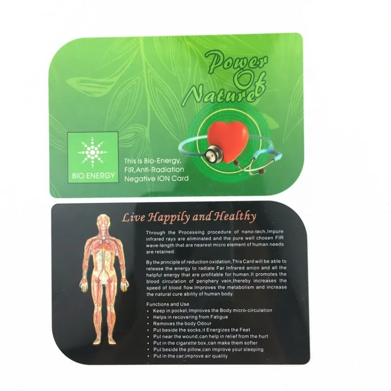 Bio Energy Card Care Card With Negative Ions Terahertz Energy Card For Blood Circulation