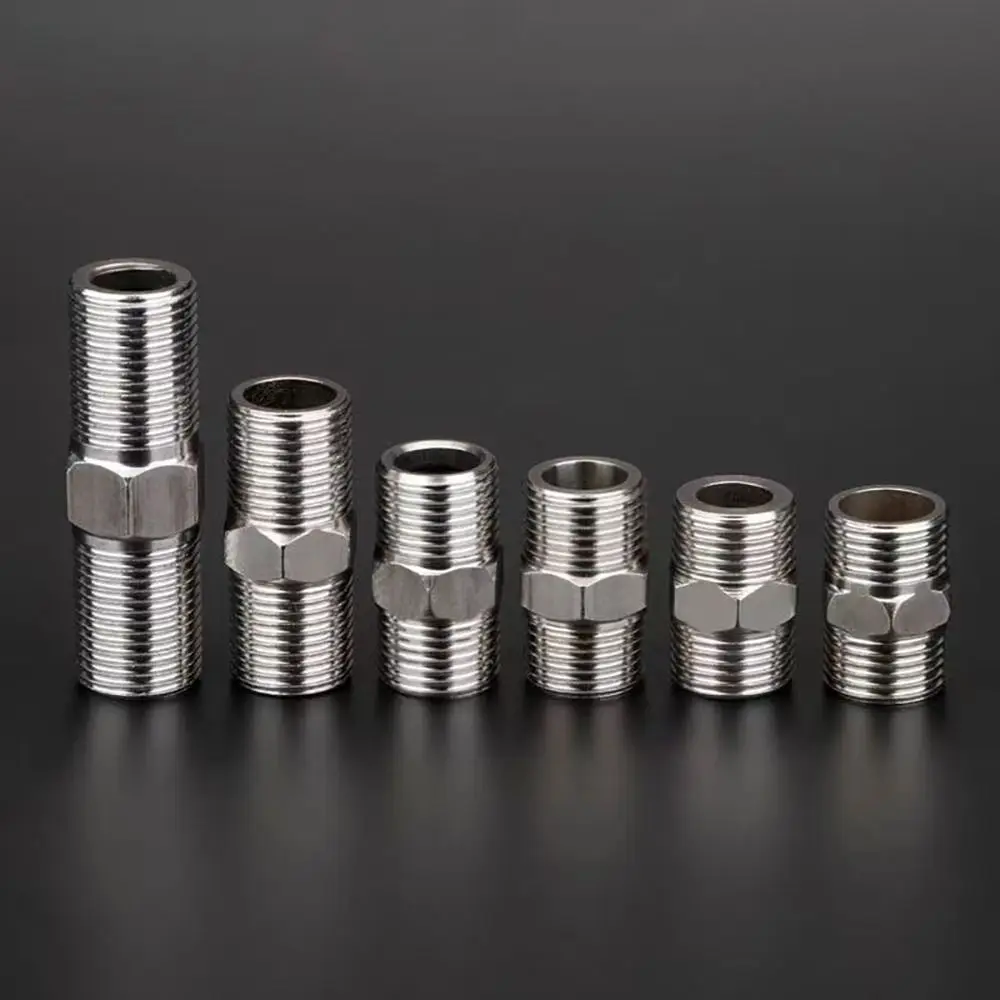 201 Stainless Double Male Thread Connecter Thickened Multiple Specifications Stainless Steel Hex Nipple Male Thread Connector