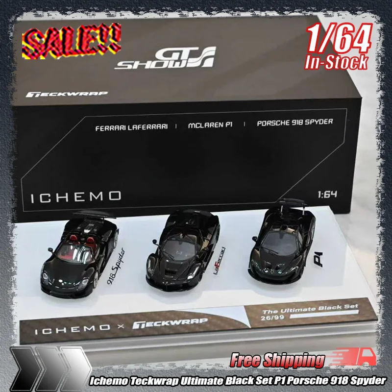 

In Stock 1:64 Ichemo Teckwrap The Ultimate Black Set Black Set P1 Porsche 918 Spyder Alloy Die-Casting Car Model Custom Toy Gift