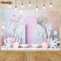 Mocsicka Mermaid Backdrop for Photography Under The Sea Shell Girl Princess 1st Birthday Photo Background Newborn Photocall Prop