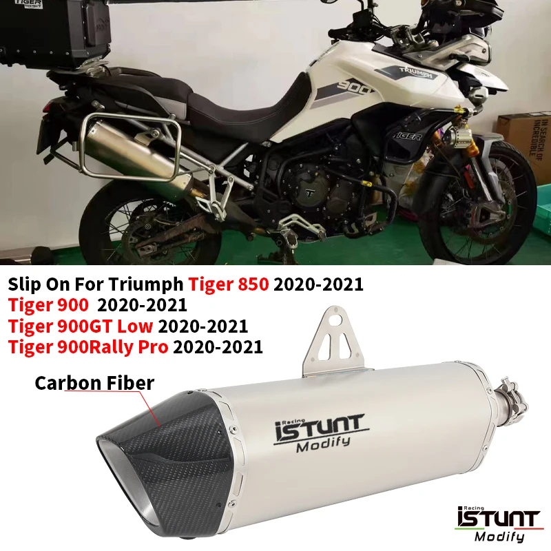 Slip Op Voor Triumph Tiger 850 900 Gt Low Rally Pro 2020 2021 Motorfiets Uitlaat Escape Wijzigen Link Pijp Koolstofvezel Uitlaat - afbeelding 2