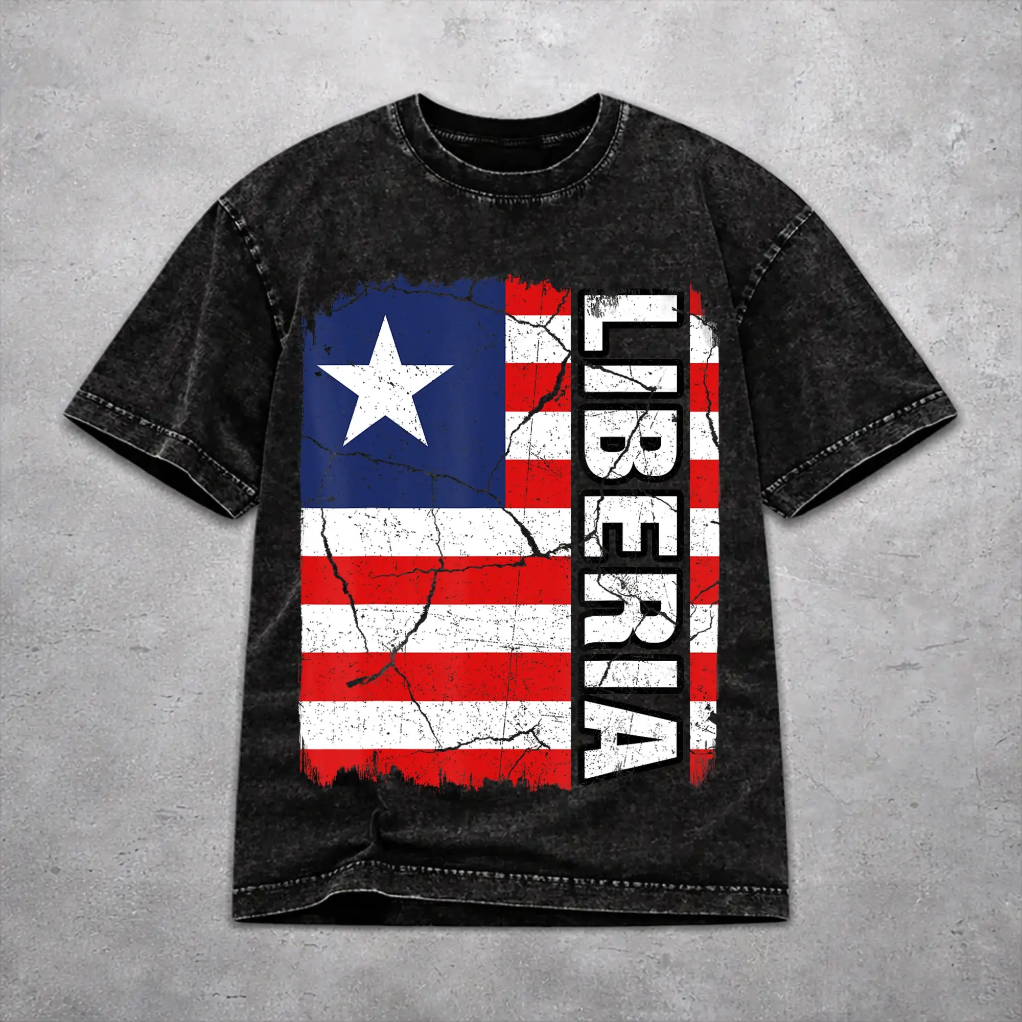 Men Women Harajuku Washed T-shirts Liberia Independence Day Printed Shirt Apparel Harajuku  Tees Tops