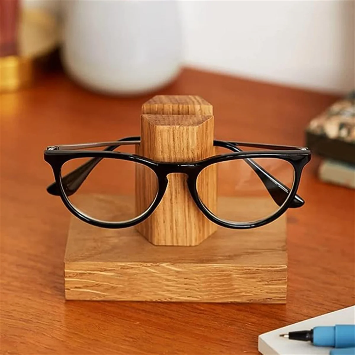 Solid Eye Glasses Stand-Eyeglass Display Holder, Handmade Wooden Eyeglass Display Holder for Gift Eye Love You Daddy