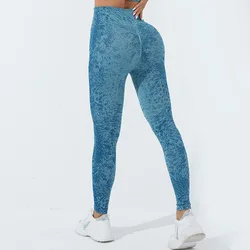 Pantalones ajustados con patrón de leopardo para mujer, pantalones de Fitness con cadera de melocotón, prendas de vestir para mujer, pantalones deportivos de cintura alta, pantalones de Yoga con elevación ajustada, otoño