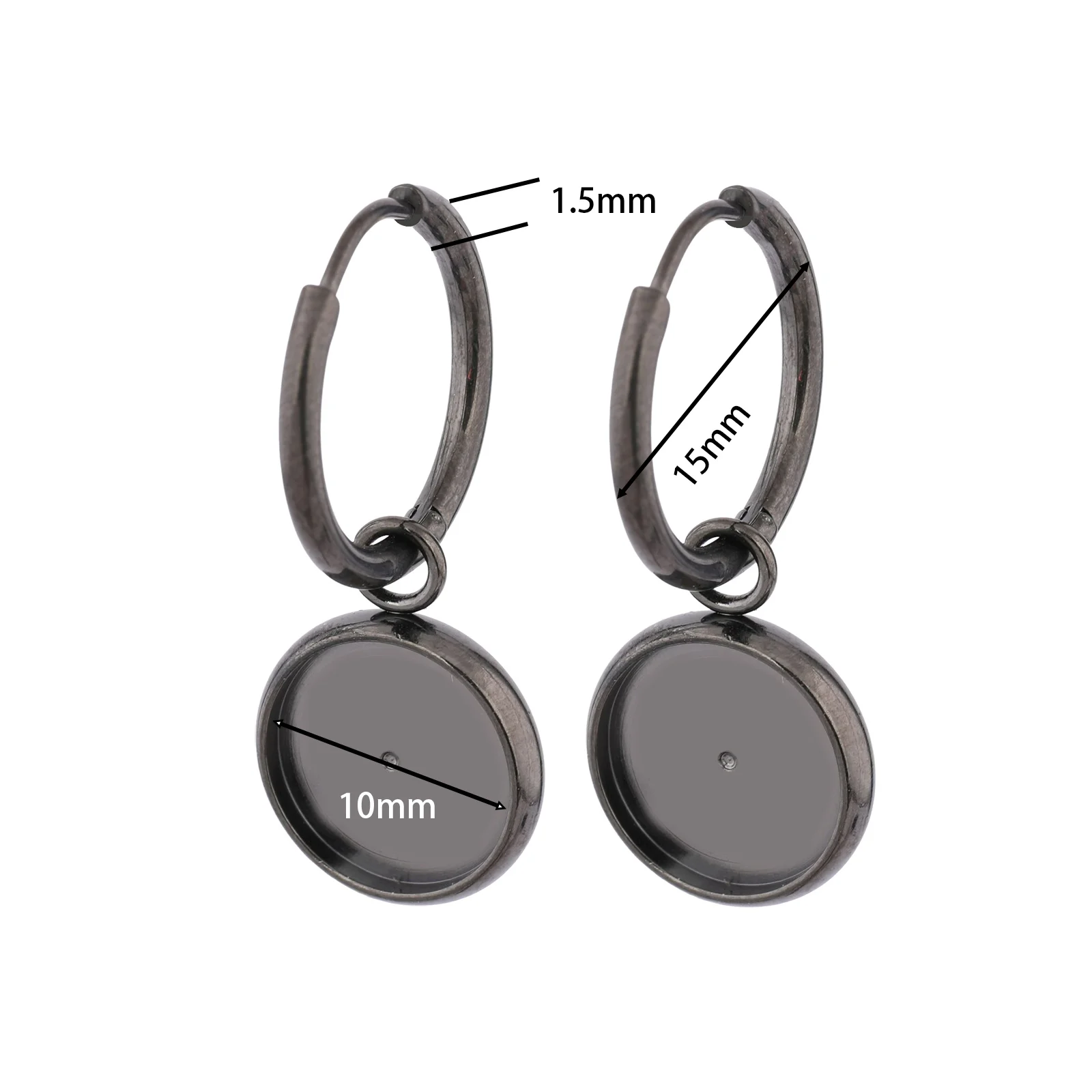 6pcs Stainless Steel Black Leverback Earring Clasp Findings Fit 10mm Cabochon Earrings Base Setting Blanks Diy Jewelry Making