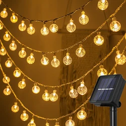 5M-13M Luz Cordas Solar ao ar livre 8 Modos Bola de Cristal/Estrela Luzes Impermeável Solar Powered Twinkle Decor Lâmpada para Festa Pátio