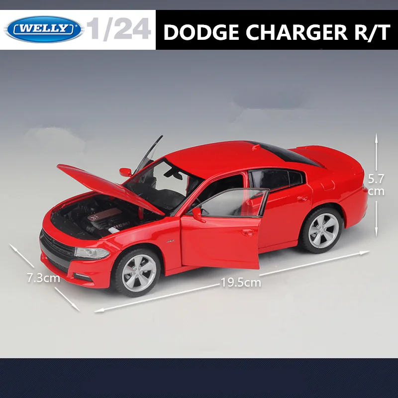 WELLY 1:24 2016 DODGE Charger R/T, modelo de coche deportivo de aleación, pista de Metal fundido a presión, vehículos de carreras, modelo de alta simulación, regalo para niños