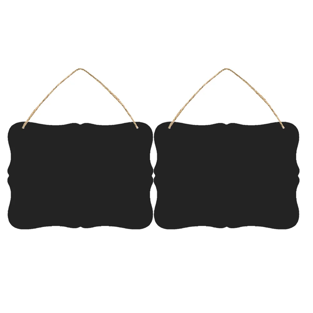 2Pcs Blackboard Decor Hanging Message Boards Double-Sided Wooden Wall Sign Ornament with Rope for Home Notice Message