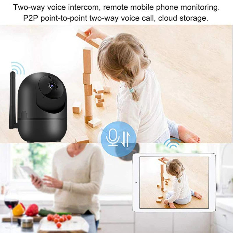 Ycc365 Plus واي فاي كاميرا مراقبة فيديو HD 1080P سحابة لاسلكية التلقائي تتبع الأشعة تحت الحمراء مراقبة كاميرات اي بي مع واي فاي