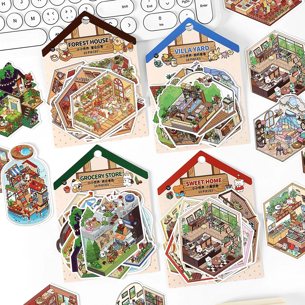 

8 упаковок/лот, серия «мини-Мир», милая ретро декоративная бумажная наклейка