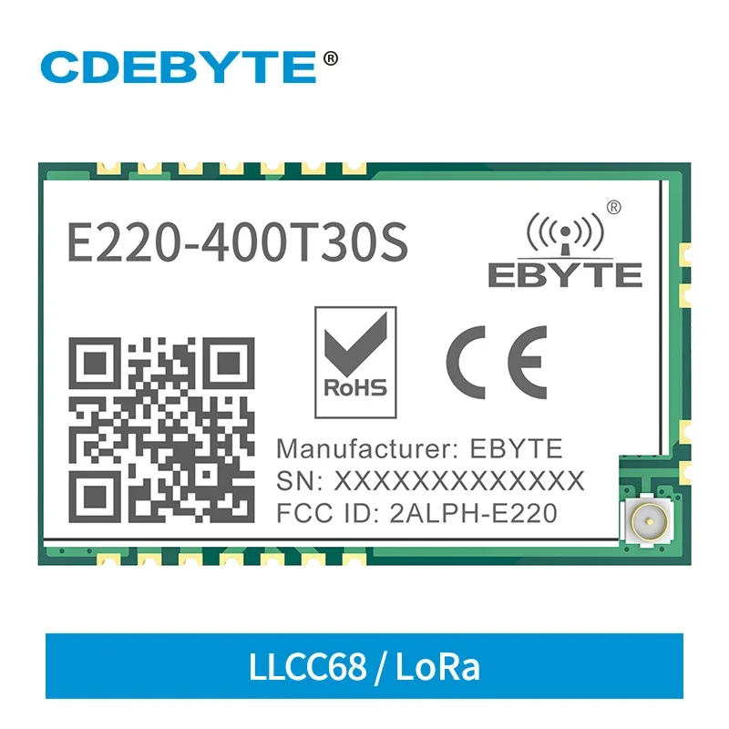 LoRa Wireless Module E220-400T30S FSK RSSI ISM 433MHz 470MHz 30dBm LoRa Spread Spectrum SMD UART Interface IPEX  Antenna