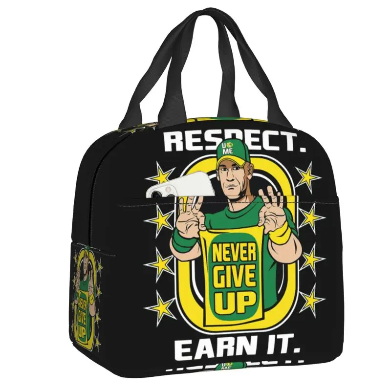 Custom WWE John Cena Lunch Bag Men Women Never Give Up Cooler Thermal Insulated Lunch Boxes for Student School