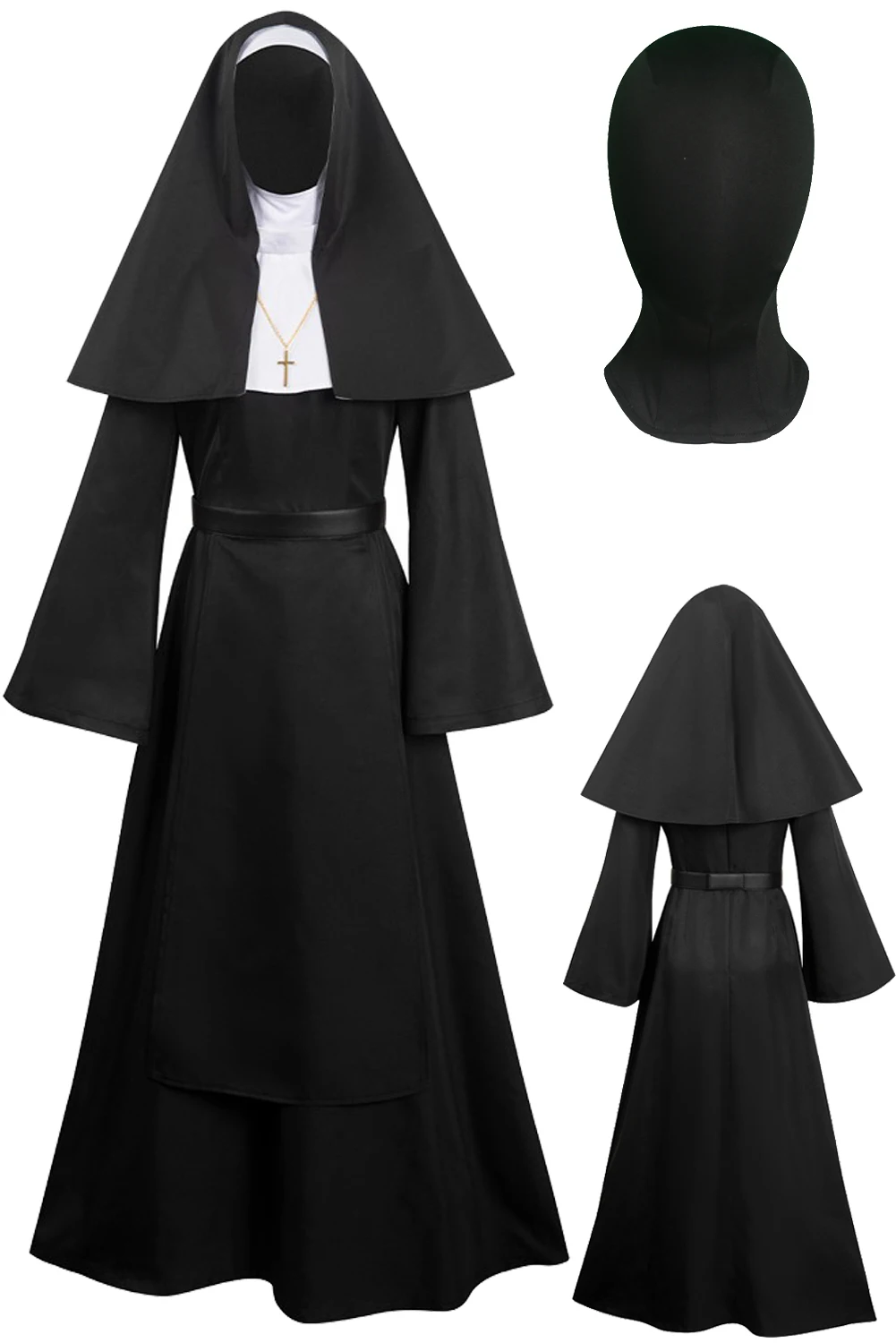 The Nun Cosplay Role Play Mask 2023 Horror Movie The Nun 2 Costume Disguise Adult Women Fantasy Female Fancy Dress Party Clothes