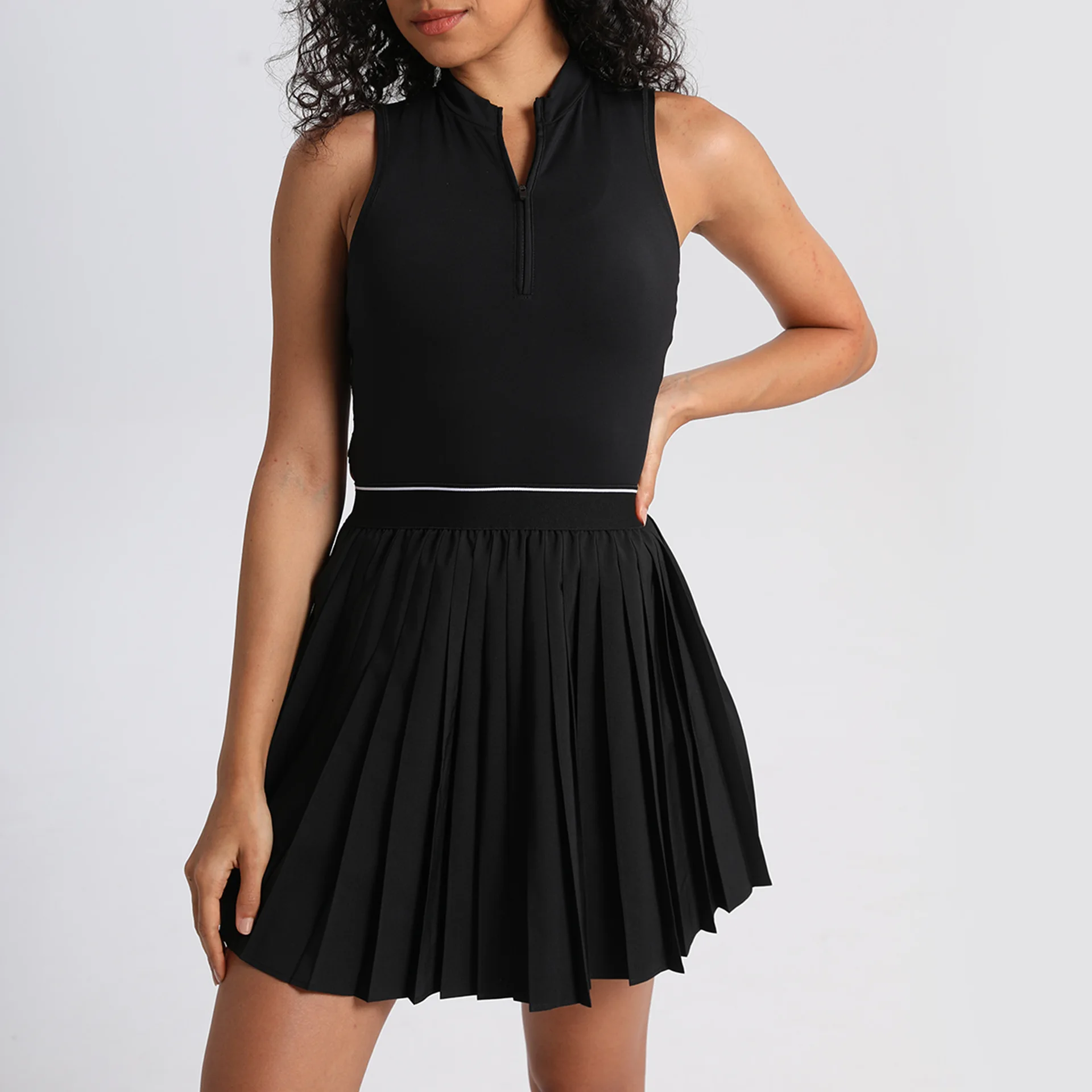 Zeyla Abito da tennis estivo senza maniche da donna Completo da yoga Ritaglio posteriore Sport casual Atletico Allenamento in palestra Corsa Abbigliamento da salotto