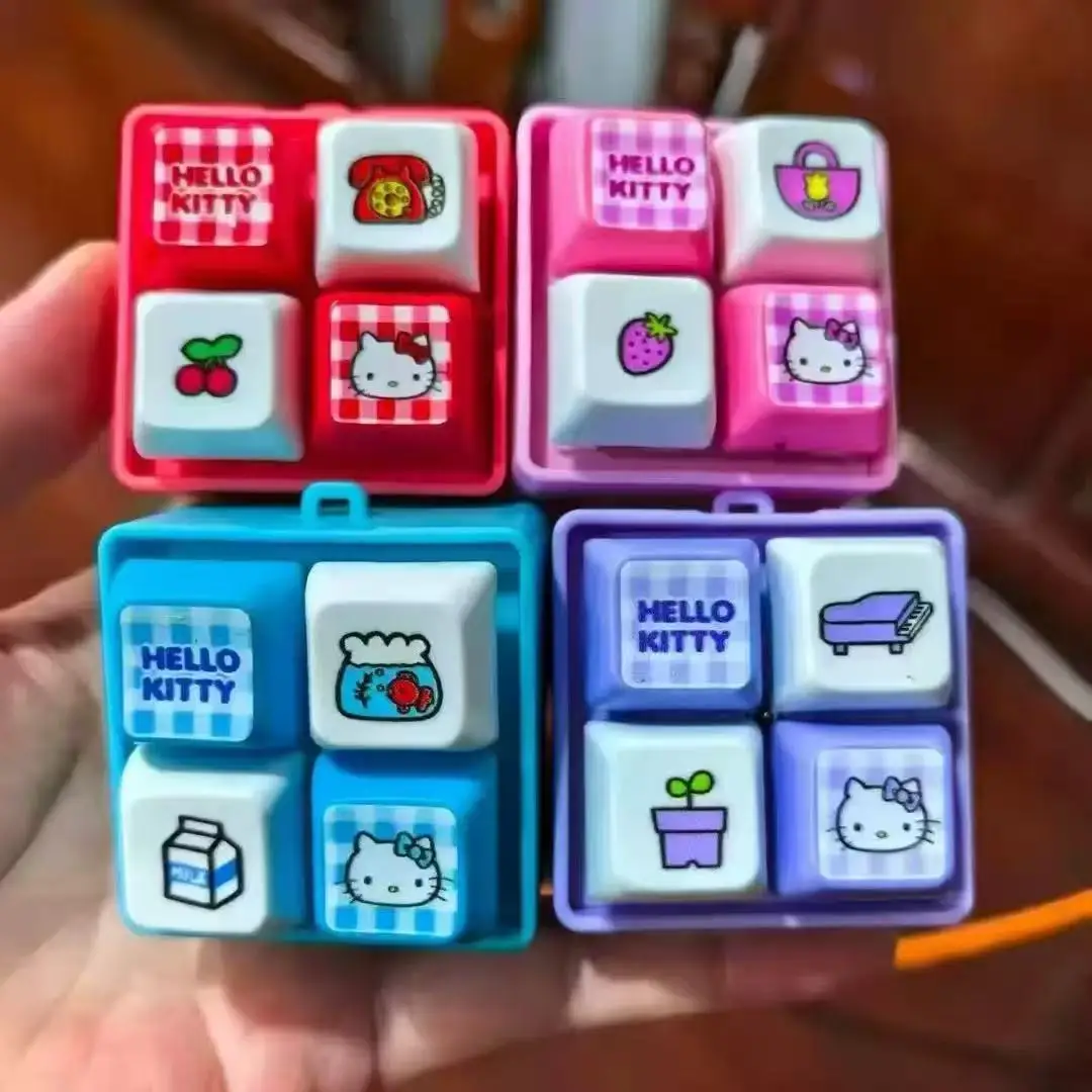 Chaveiro Hello Kitty com Luz LED e Brinquedo Anti-stress, Pingente de Teclado Mini Fofo, Charm de Bolsa de Desenho Animado Kawaii, Presente para Alívio do Estresse