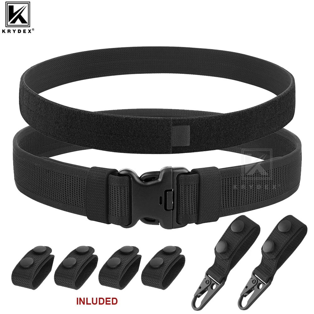 KRYDEX 2 Inch Tactical Duty Belt Law Enforcement Polices Outer Belt 1.5 inch Inner Belt with 6 Pcs Belt Keepers Hunting Gear