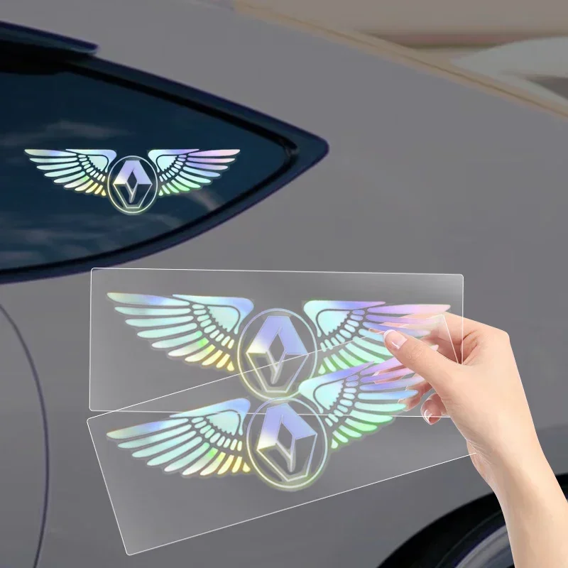 

Декоративная наклейка с логотипом автомобиля и крыльями ангела, 3D светоотражающая водонепроницаемая наклейка для Renault RS Clio Megane 2 3 4 Captur Trafic Twingo Scenic 2