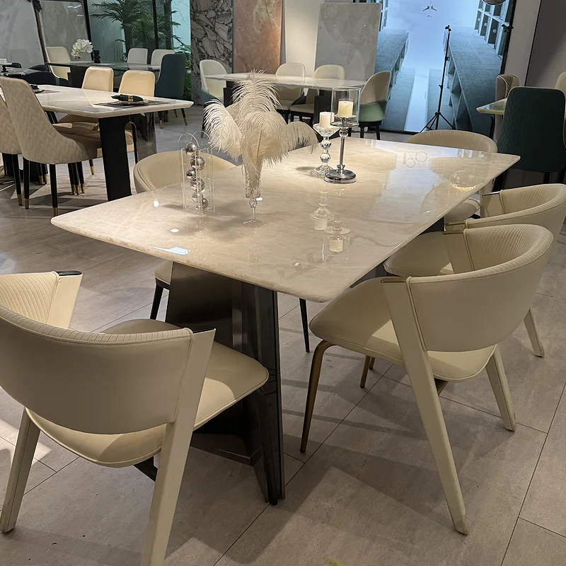 Natural luxury stone dining table marble light luxury household dining table