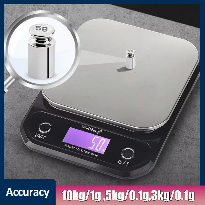 3kg/5kg/10kg LCD Display Kitchen Scale Stainless Steel Electronic Scales Home Jewelry Food Snacks Weighing Baking Tools