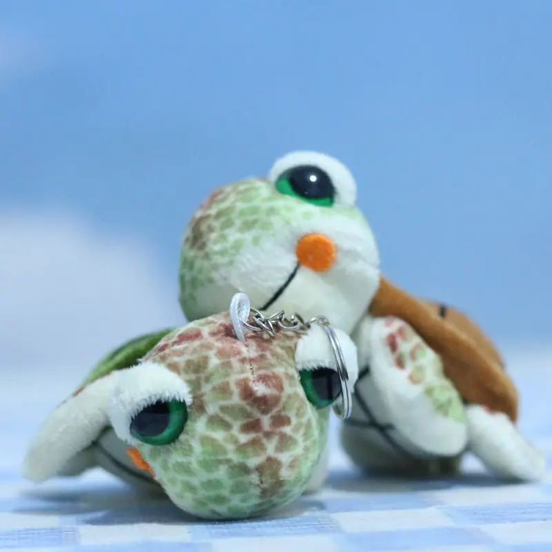 Stuffed Animals Plush Marine Animal Style Cute Simulation Turtle Pendant Backpack Key Chain Creative Brithday Gift for Friend