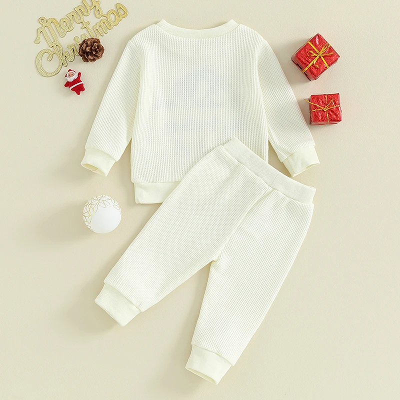 2023-09-14 Lioraitiin 0-3Y Baby Boys Girls Christmas Outfits Long Sleeve Romper Suspender Pants Set Waffle Baby Clothing