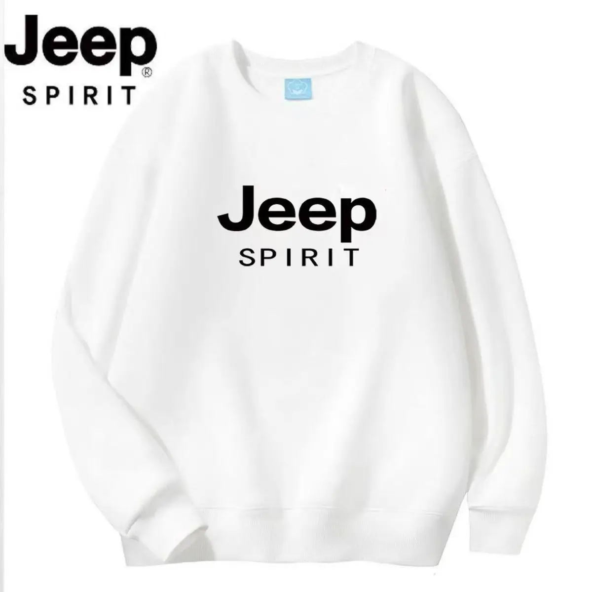 JEEP SPIRIT Men's Crew Neck Sweatshirt — Fashion Casual Long Sleeve Pullover with Letter Print, Loose-Fit Top — купить у AliExpress WW