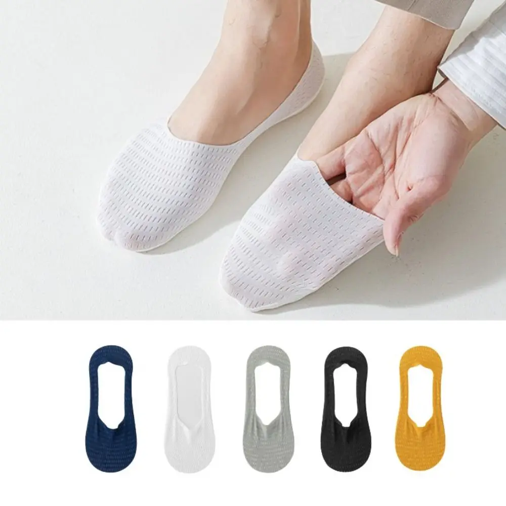 

Cotton Sole Short Socks Comfortable Low Cut Non Slip Invisible Boat Socks Mesh Breathable Men's Socks Summer