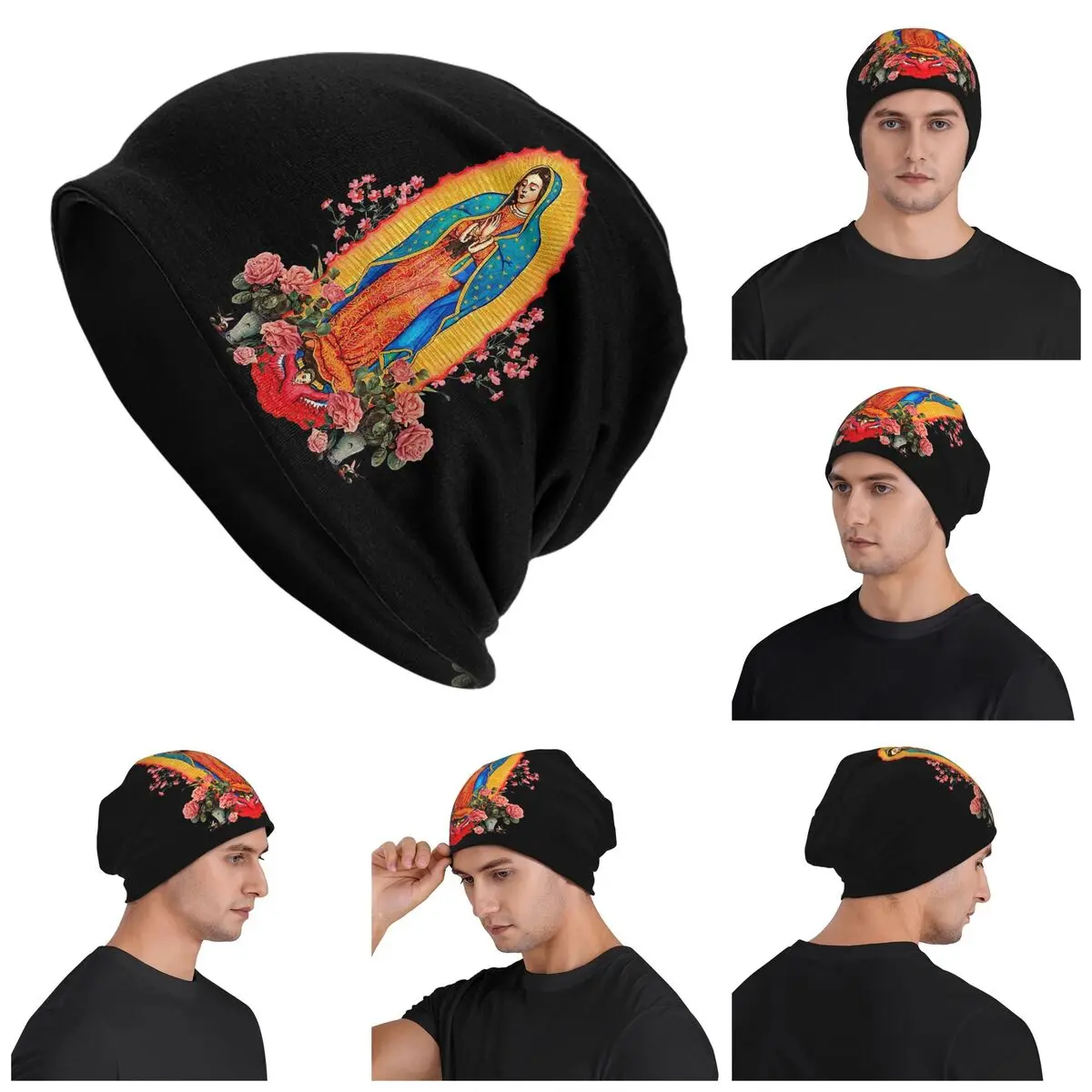 

Virgin Of Guadalupe Warm Knitted Cap Hip Hop Bonnet Hat Autumn Winter Outdoor Beanies Hats for Unisex Adult