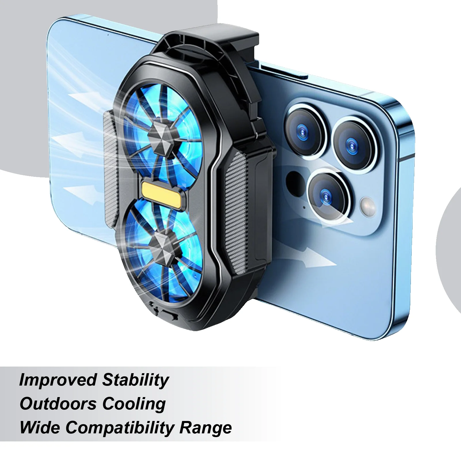 Phone Cooler 2-Fan Mobile Phone Cooling Pad With Clip High-Efficiency Smartphone Heat Dissipation Tool For Watching Videos