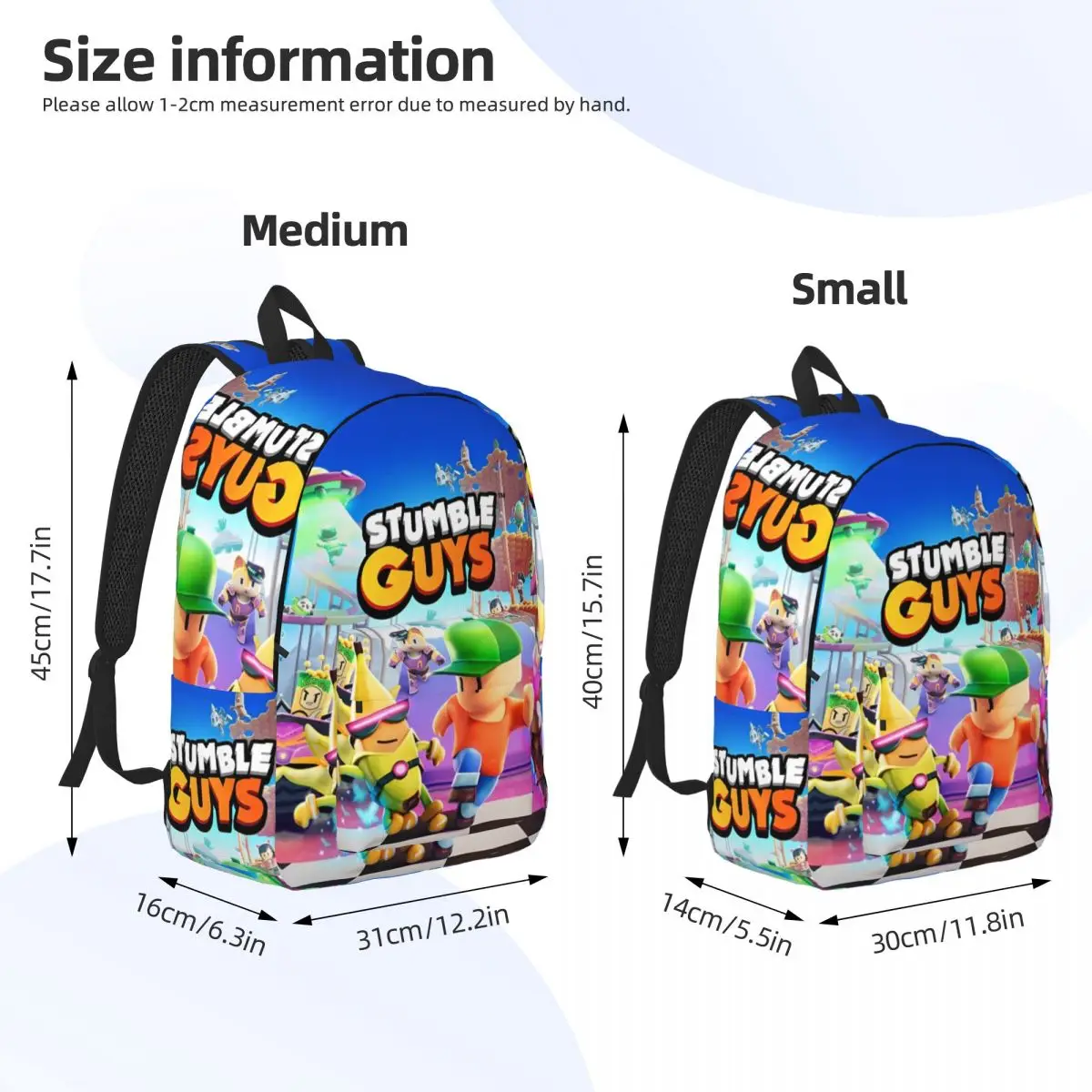 Stumbles Game Cartoon Guys Plecak Mężczyźni Kobiety High School Hiking Travel Daypack Back to School Gift Laptop Canvas Bags Sports