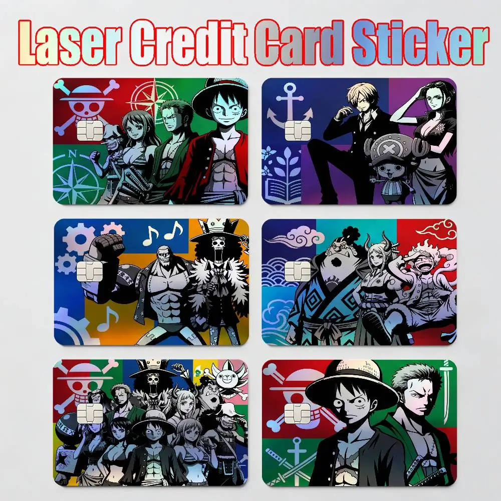 

MOTORCYCLE cool MOTORCYCLE STICKERS ONE PIECE LUFFY ZORO SANJI ACE NAMI Laser Reflective Card Skin Sticker For Debit Credit Card