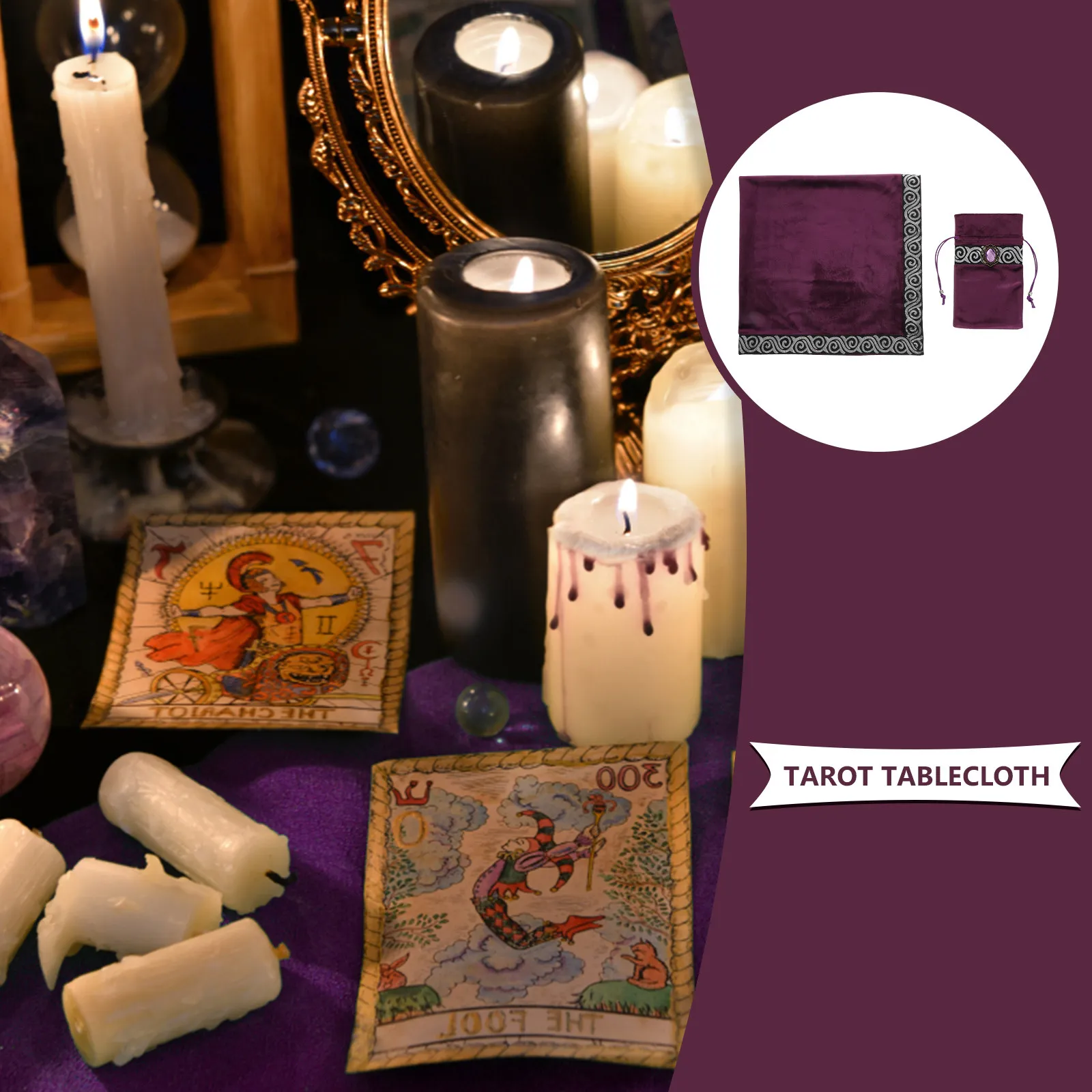 1Set Premium Material Tarot Tablecloth Dense Strong Wear Resistant Plus Matching Cards Drawstring Pouch Exquisite Divination