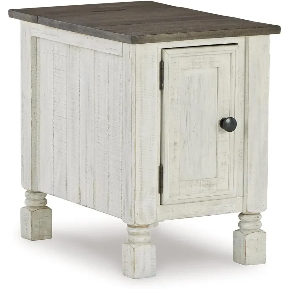 by Ashley Havalance French Country Chair Side End Table, White & Gray